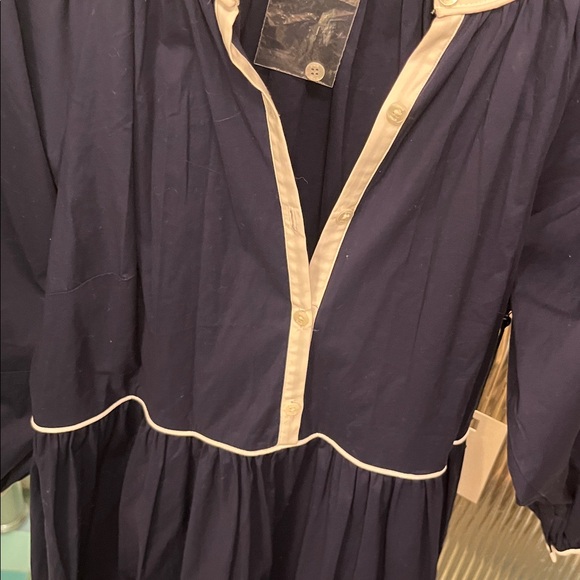 STAUD Demi Tiered Dress - size Medium- brand new with tags - Navy and white - Picture 10 of 10